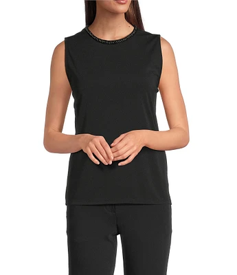 KARL LAGERFELD PARIS Round Neck Sleeveless Top