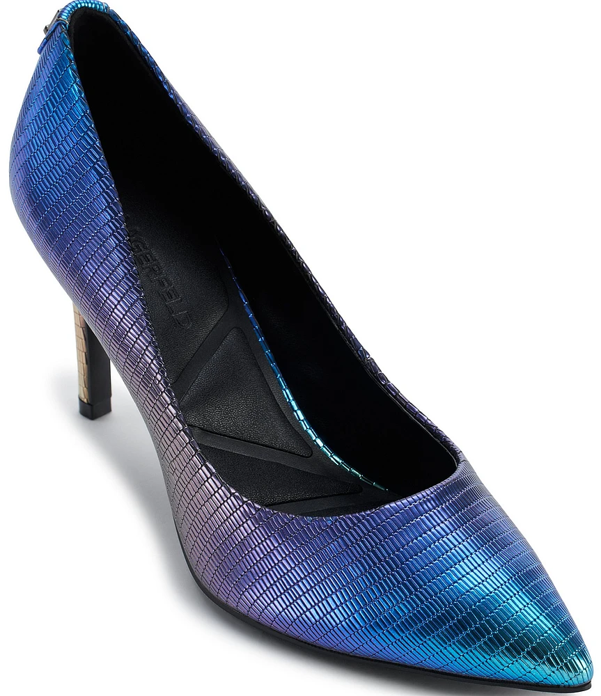 KARL LAGERFELD PARIS Royale Metallic Lizard Embossed Dress Pumps