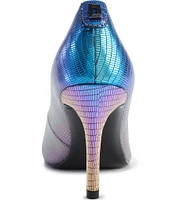 KARL LAGERFELD PARIS Royale Metallic Lizard Embossed Dress Pumps