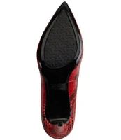 KARL LAGERFELD PARIS Royale Patent Crocodile Embossed Pumps