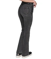 KARL LAGERFELD PARIS Sailor Style Stretch Denim Straight Leg High Rise Jeans