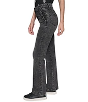 KARL LAGERFELD PARIS Sailor Style Stretch Denim Straight Leg High Rise Jeans