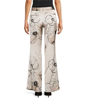 KARL LAGERFELD PARIS Satin Floral Print Wide-Leg Coordinating Pants