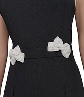 KARL LAGERFELD PARIS Scuba Crepe Strapless Wide Leg Pearl Bow Jumpsuit