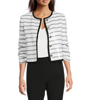 KARL LAGERFELD PARIS Sequin Stripe Round Neck Long Sleeve Jacket