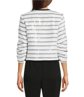 KARL LAGERFELD PARIS Sequin Stripe Round Neck Long Sleeve Jacket