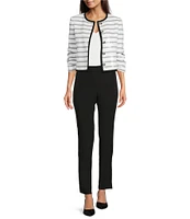 KARL LAGERFELD PARIS Sequin Stripe Round Neck Long Sleeve Jacket