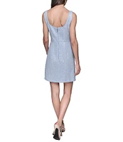 KARL LAGERFELD PARIS Sequin Tweed Scoop Neck Sleeveless Sheath Mini Dress
