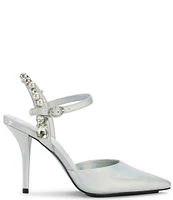 KARL LAGERFELD PARIS Shelli Leather Rhinestone Embellished Pumps