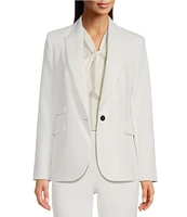 KARL LAGERFELD PARIS Single Button Notch Lapel Long Sleeve Blazer