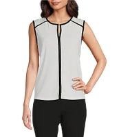 KARL LAGERFELD PARIS Sleeveless Keyhole Scoop Neck Contrasting Trim Cami