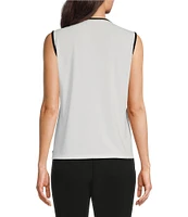 KARL LAGERFELD PARIS Sleeveless Keyhole Scoop Neck Contrasting Trim Cami