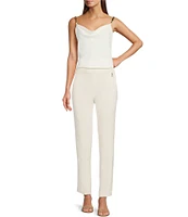 KARL LAGERFELD PARIS Slim Elastic Waistband Flat Front Pant