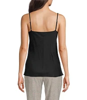 KARL LAGERFELD PARIS Solid Cowl Neck Sleeveless Hardware Strap Detail Tank