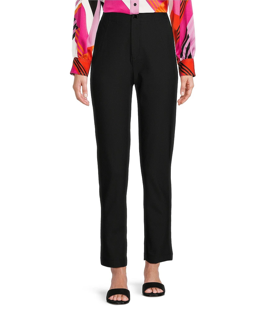 KARL LAGERFELD PARIS Stretch High Rise Straight Leg Pants