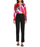 KARL LAGERFELD PARIS Stretch High Rise Straight Leg Pants