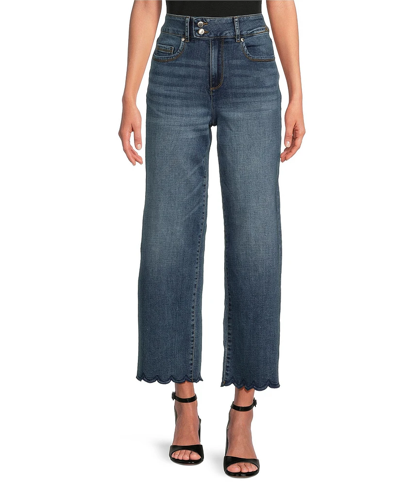 KARL LAGERFELD PARIS Super Stretch Denim Scalloped Cropped Jeans