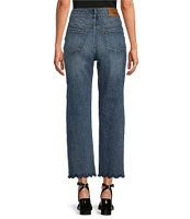 KARL LAGERFELD PARIS Super Stretch Denim Scalloped Cropped Jeans