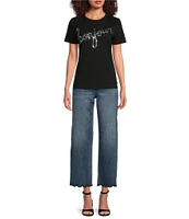 KARL LAGERFELD PARIS Super Stretch Denim Scalloped Cropped Jeans