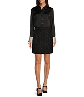 KARL LAGERFELD PARIS Tweed A-Line Mini Skirt