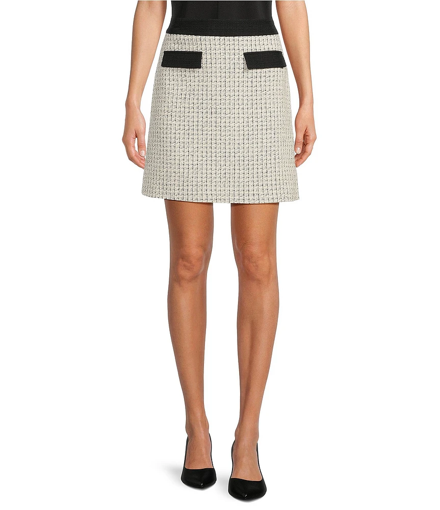 KARL LAGERFELD PARIS Tweed Framed A-Line Skirt