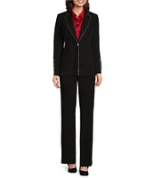 KARL LAGERFELD PARIS Twill Rhinestone Trim Straight Leg Coordinating Pant