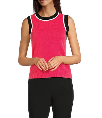 KARL LAGERFELD PARIS Crew Neck Sleeveless Sweater Tank