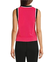 KARL LAGERFELD PARIS Crew Neck Sleeveless Sweater Tank