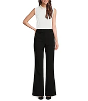 KARL LAGERFELD PARIS Wide Leg High Rise Flat Front Flare Trouser