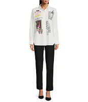 KARL LAGERFELD PARIS Woven Long Sleeve Motif Blouse