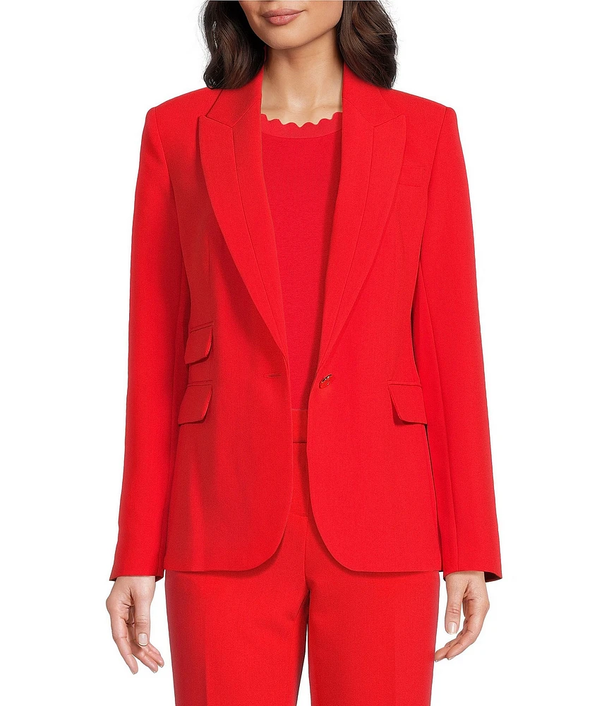 KARL LAGERFELD PARIS Woven Notch Lapel Long Sleeve One-Button Jacket
