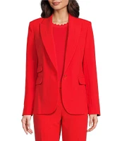 KARL LAGERFELD PARIS Woven Notch Lapel Long Sleeve One-Button Jacket