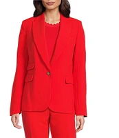 KARL LAGERFELD PARIS Woven Notch Lapel Long Sleeve One-Button Jacket