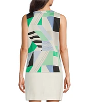 KARL LAGERFELD PARIS Woven Printed V-Neck Crisscross Sleeveless Top