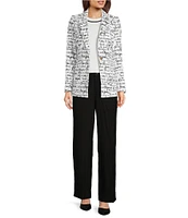 KARL LAGERFELD PARIS Woven Signature Script Print Notch Lapel Long Sleeve One-Button Jacket