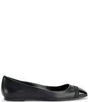 KARL LAGERFELD PARIS Zayne Leather Cap Toe Ballet Flats