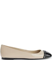 KARL LAGERFELD PARIS Zayne Patent Leather Cap Toe Ballet Flats