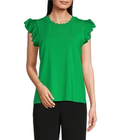KARL LAGERFELD PARIS Stretch Knit Crew Neck Sleeveless Top