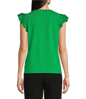 KARL LAGERFELD PARIS Stretch Knit Crew Neck Sleeveless Top