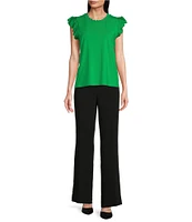 KARL LAGERFELD PARIS Stretch Knit Crew Neck Sleeveless Top