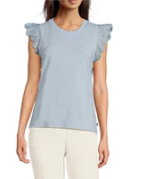 KARL LAGERFELD PARIS Stretch Knit Crew Neck Sleeveless Top