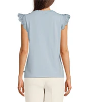 KARL LAGERFELD PARIS Stretch Knit Crew Neck Sleeveless Top