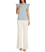 KARL LAGERFELD PARIS Stretch Knit Crew Neck Sleeveless Top