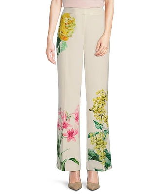 KARL LAGERFELD PARIS Coordinating Stretch Twill Floral Print Straight Leg Pants