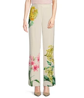 KARL LAGERFELD PARIS Coordinating Stretch Twill Floral Print Straight Leg Pants