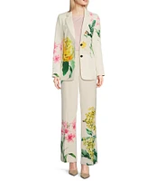 KARL LAGERFELD PARIS Coordinating Stretch Twill Floral Print Straight Leg Pants