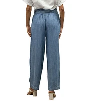 Karyn Seo Carter Chambray Paperbag Waist Wide Leg Pants