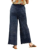 Karyn Seo Geometric Eyelet Hem Wide Leg Pants