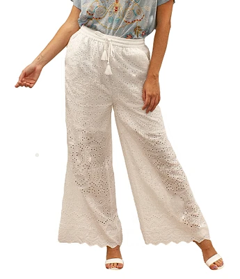 Karyn Seo Geometric Eyelet Hem Wide Leg Pant