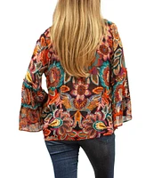 Karyn Seo Isolde Floral Print V-Neck Bell Sleeve Top